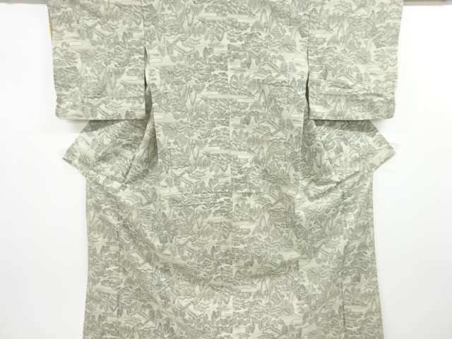 JAPANESE KIMONO / ANTIQUE KIMONO / SILK / TSUMUGI / WOVEN EGASUMI & TREE